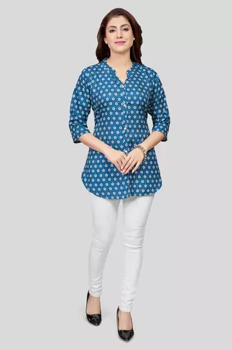  crepe printed short kurti