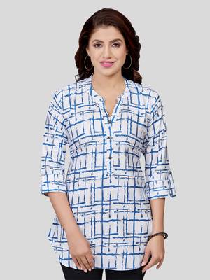  crepe printed short kurti 1