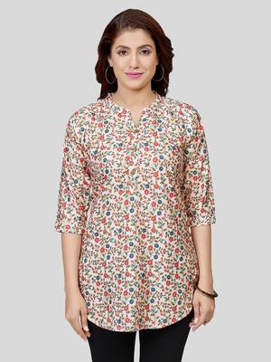 crepe printed short kurti 1
