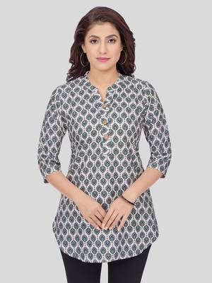  crepe printed short kurti 1