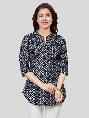  crepe printed short kurti 1