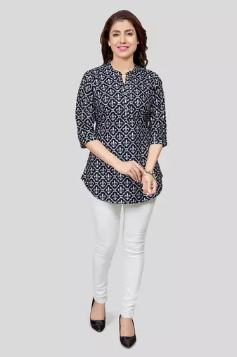  crepe printed short kurti