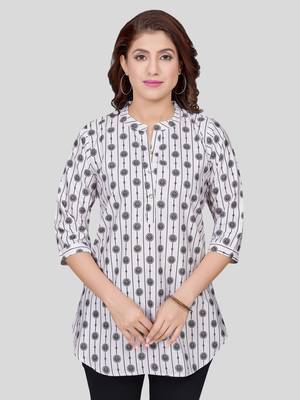  crepe printed short kurti 1