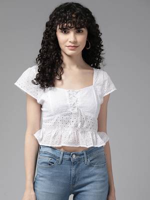 Aarika womens white color cotton top 1
