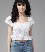 Aarika womens white color cotton top