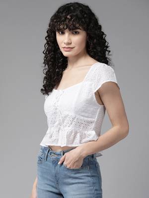 Aarika womens white color cotton top 3