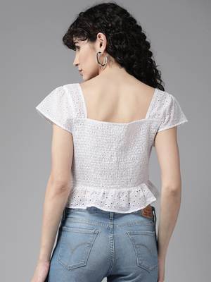 Aarika womens white color cotton top 4