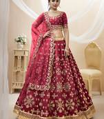 Dazzling Red Embroidered Work Art Silk Bridesmaid Lehenga Choli