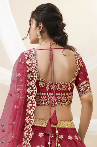 Dazzling Red Embroidered Work Art Silk Bridesmaid Lehenga Choli