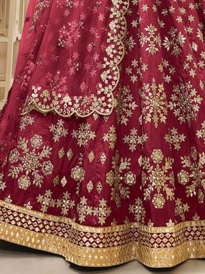 Dazzling Red Embroidered Work Art Silk Bridesmaid Lehenga Choli 6