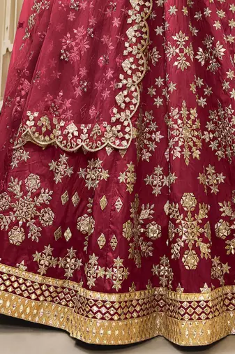 Dazzling Red Embroidered Work Art Silk Bridesmaid Lehenga Choli