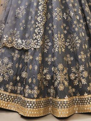 Dazzling Grey Embroidered Work Art Silk Bridesmaid Lehenga Choli 2