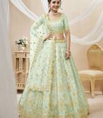 Dazzling Pista Embroidered Work Art Silk Bridesmaid Lehenga Choli