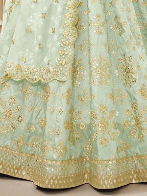 pista embroidered work art silk lehenga set choli with dupatta 5