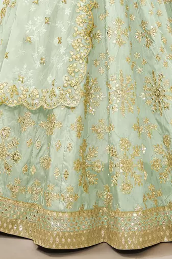 pista embroidered work art silk lehenga set choli with dupatta
