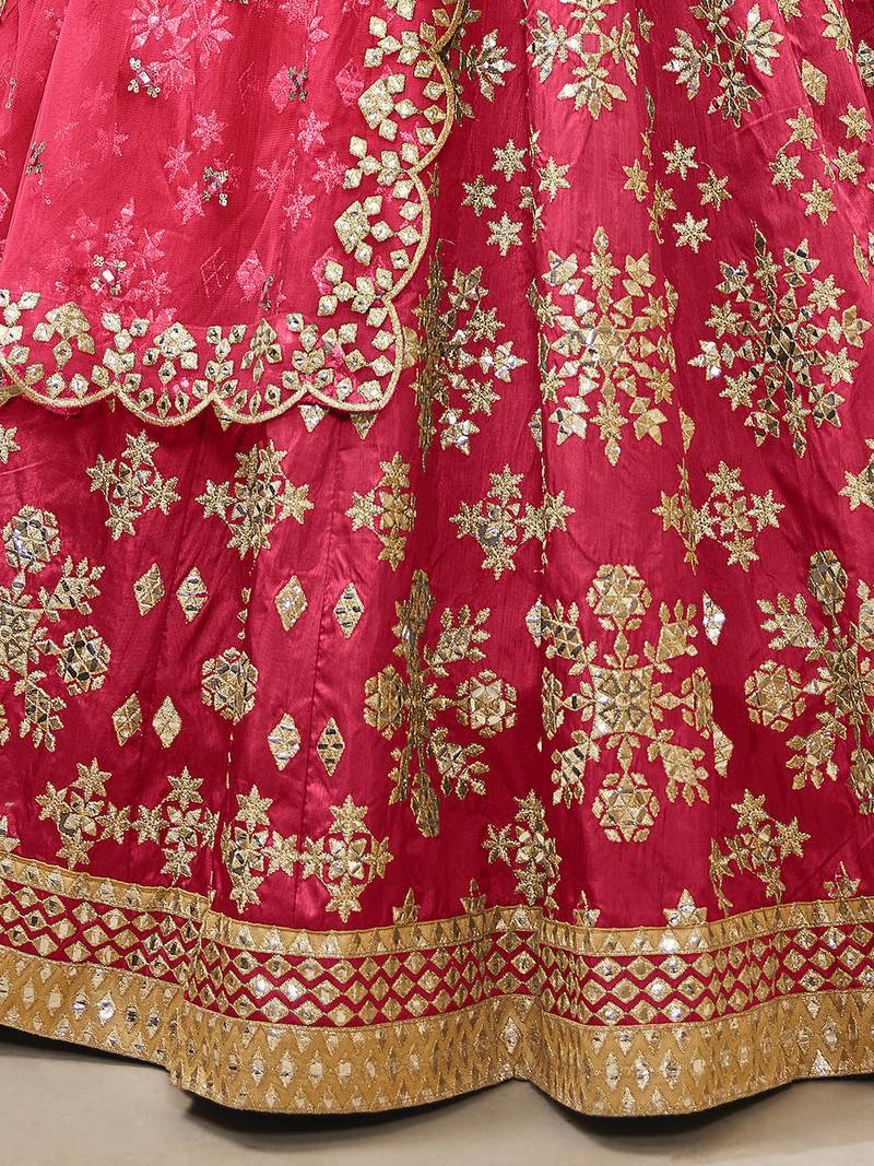 Dazzling Pink Embroidered Work Art Silk Bridesmaid Lehenga Choli