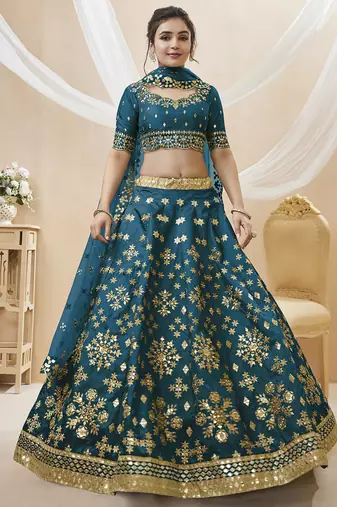 Dazzling Blue Embroidered Work Art Silk Bridesmaid Lehenga Choli
