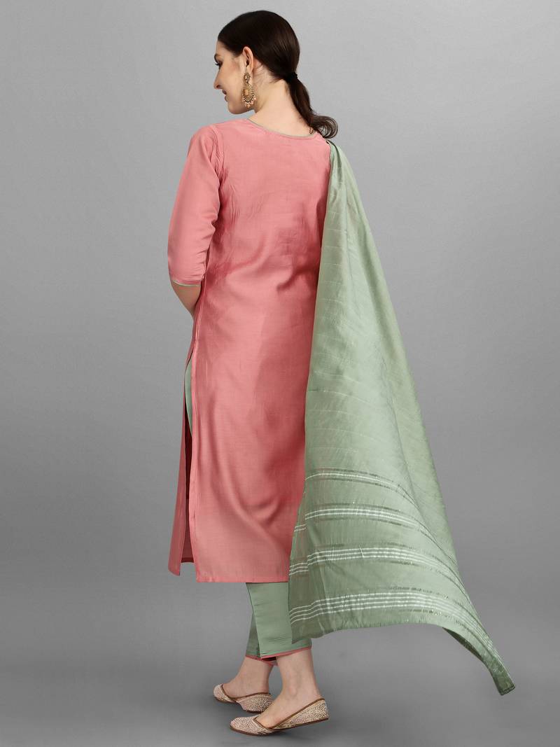 Berrylicious Designer Women's Embroidered Kurta with Pant and Dupatta Set