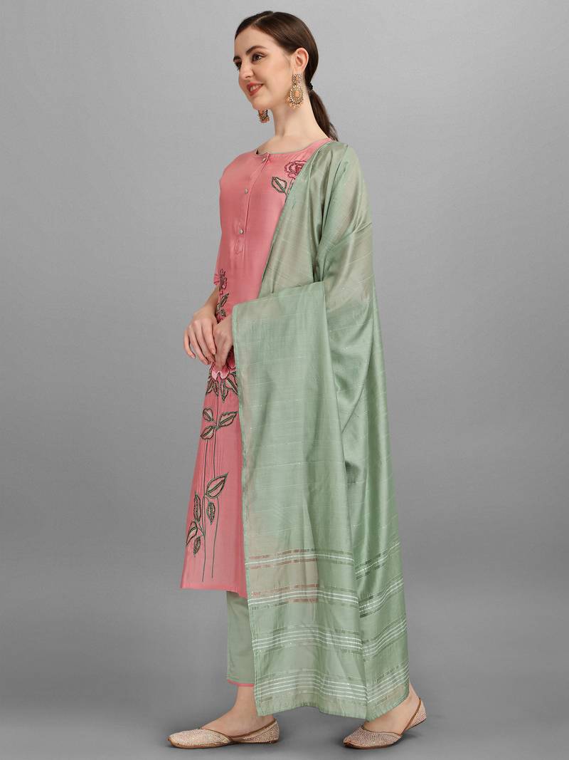 Berrylicious Designer Women's Embroidered Kurta with Pant and Dupatta Set