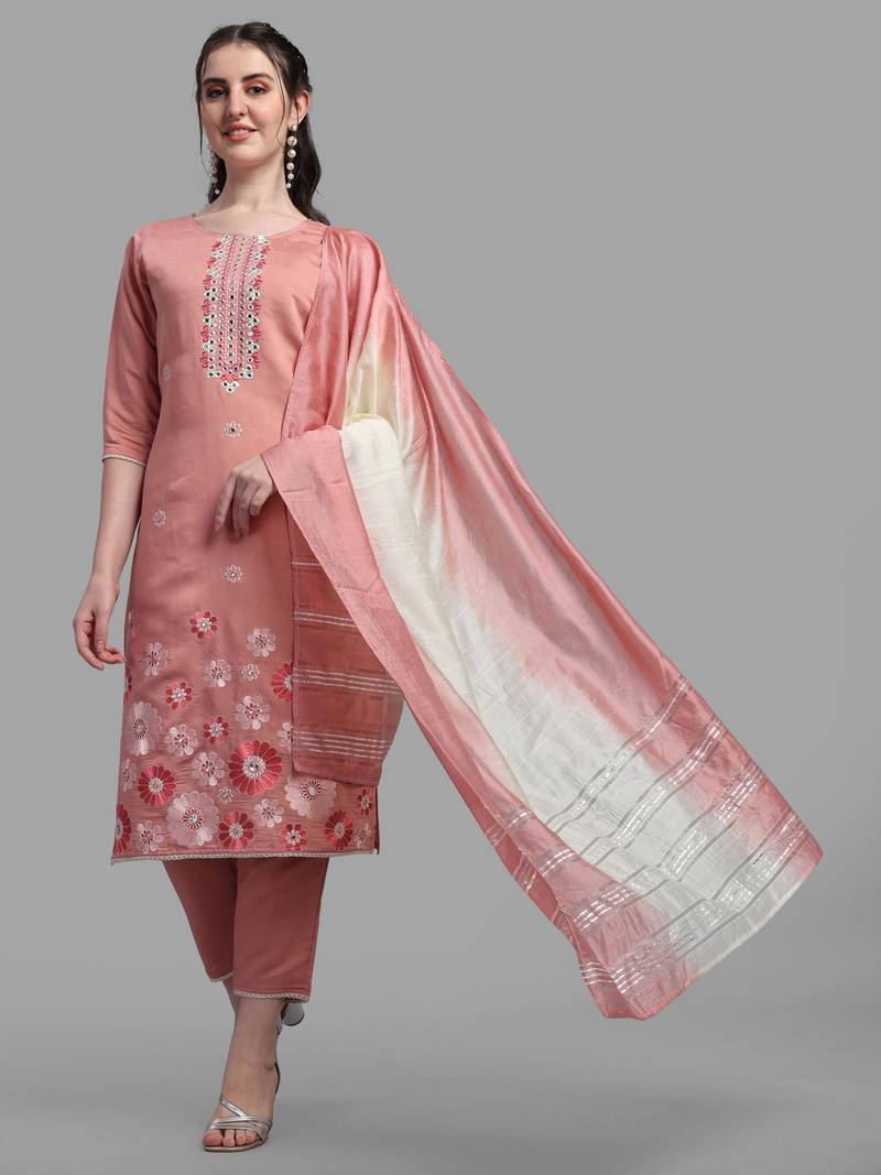 Berrylicious Designer Women's Embroidered Kurta with Pant and Dupatta Set