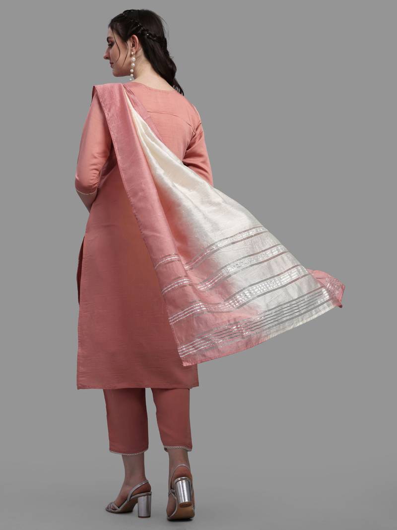 Berrylicious Designer Women's Embroidered Kurta with Pant and Dupatta Set