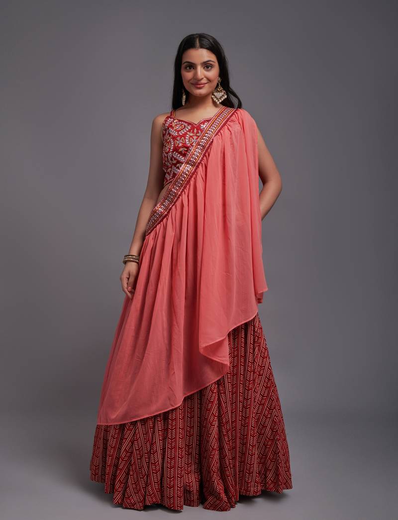Maroon Colour Embroidered Attractive Party Wear Lehenga choli 