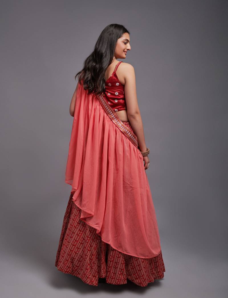 Maroon Colour Embroidered Attractive Party Wear Lehenga choli 