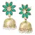 green floral 22k gold plated jhumki earring for women