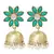 green floral 22k gold plated jhumki earring for women