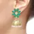 green floral 22k gold plated jhumki earring for women