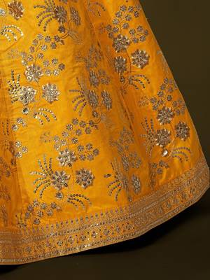 Attractive Yellow Sequins Slub Silk Wedding Lehenga Choli with Dupatta 6