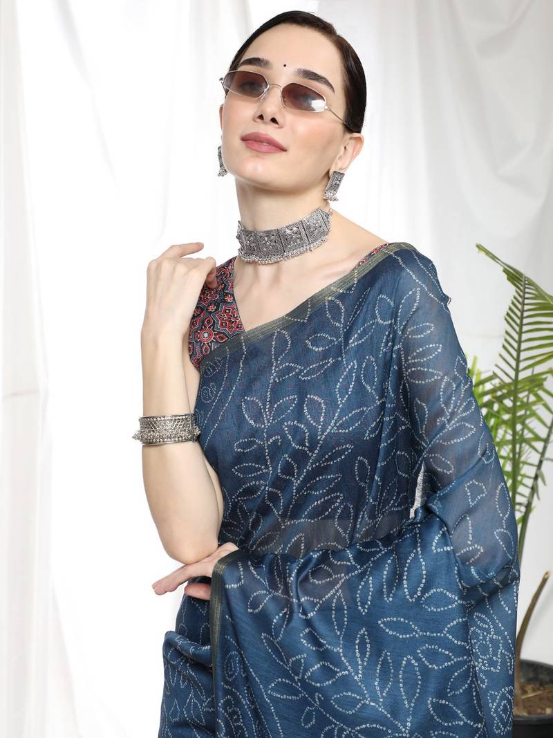 BLUE LINEN  COTTAN  PRETTY SAREE