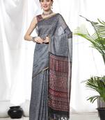 GREY LINEN  COTTAN  PRETTY SAREE