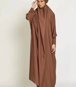 Modest City Jilbab Crepe Plain Full Sleeve Coffee Brown