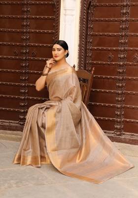 CHIKU TUSSAR PRETTY SAREE 2