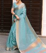 CYAN TUSSAR PRETTY SAREE