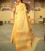 YELLOW TUSSAR PRETTY SAREE