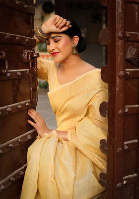 YELLOW TUSSAR PRETTY SAREE 2