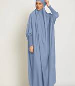 Grey Crepe Plain Modest Abaya Dress