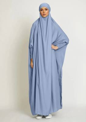 Grey Crepe Plain Modest Abaya Dress 2