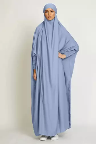 Grey Crepe Plain Modest Abaya Dress