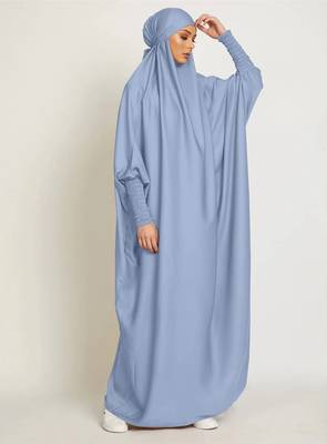 Grey Crepe Plain Modest Abaya Dress 3