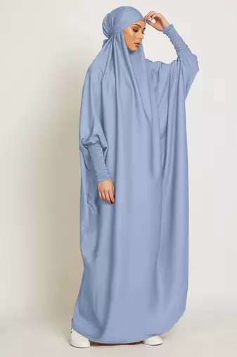 Grey Crepe Plain Modest Abaya Dress