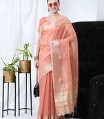 ORANGE TISSUE LINNEN PRETTY SAREE