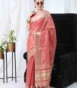 RED TISSUE LINNEN PRETTY SAREE
