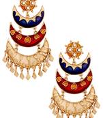Designer Gold Plated Meenakari Blue Maroon Large Chandelier Earring for Women