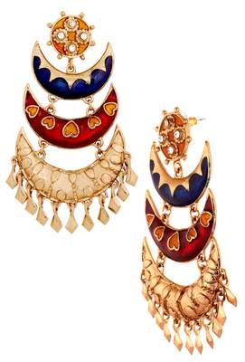 Designer Gold Plated Meenakari Blue Maroon Large Chandelier Earring for Women 2