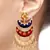 Designer Gold Plated Meenakari Blue Maroon Large Chandelier Earring for Women