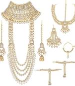 Traditional ethnic indian white kundan dulhan bridal jewellery set for women