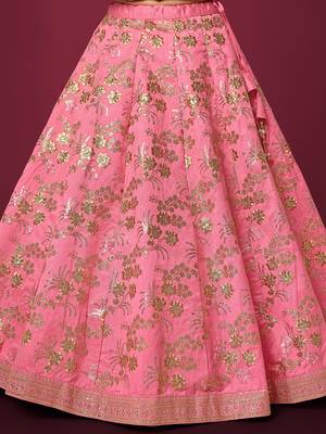 pink sequins slub silk wedding lehenga set choli with dupatta with dupatta 6